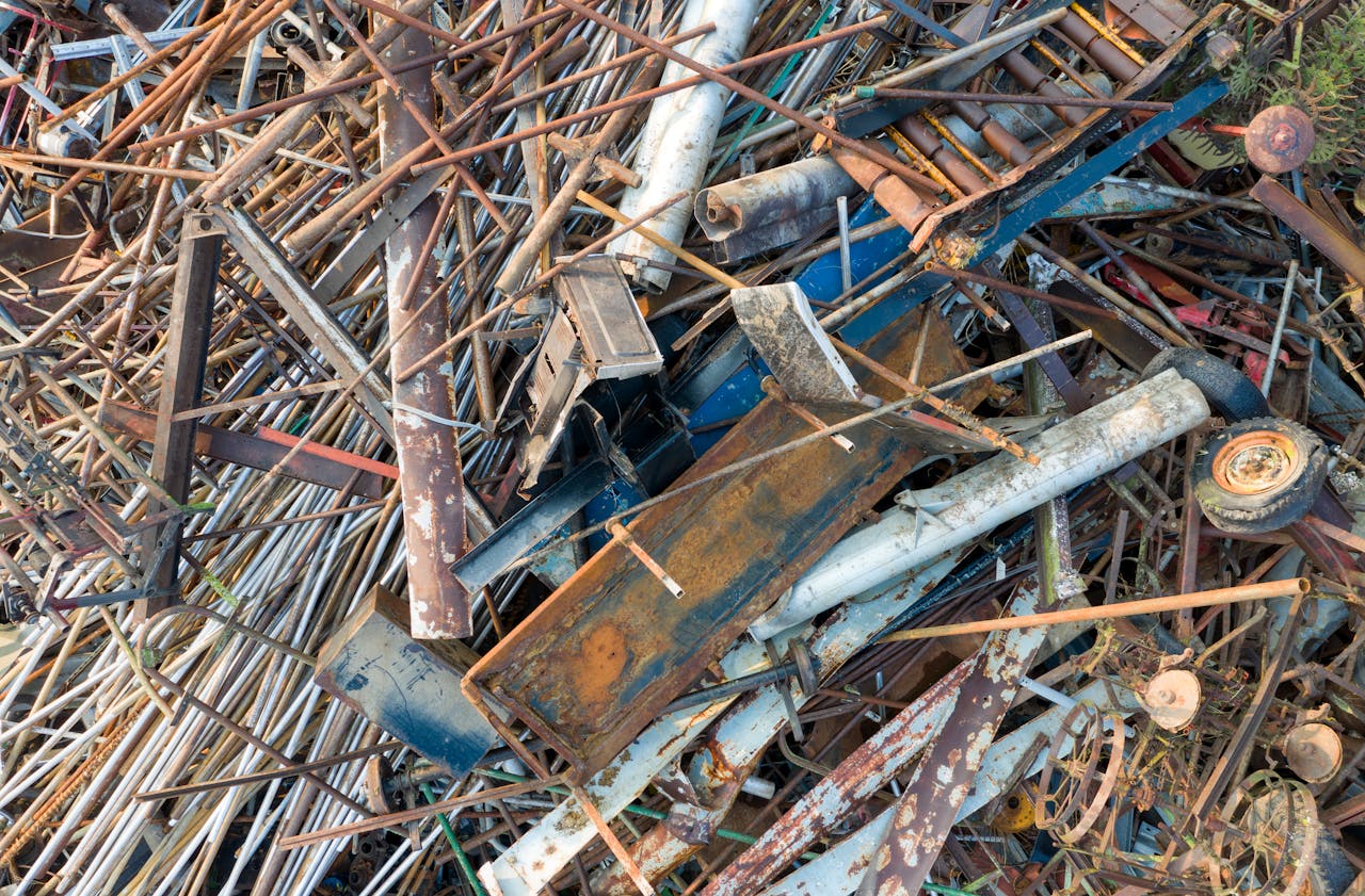 hero-img-01 An intricate aerial shot of a metal scrap pile in Saint Charles, MN, USA.